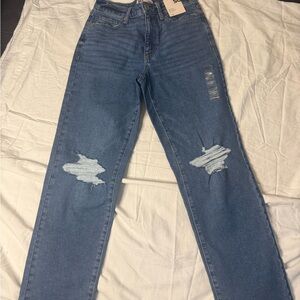 SO Women's Blue Distressed Straight Leg Jeans y2k size 7 denim college core boho